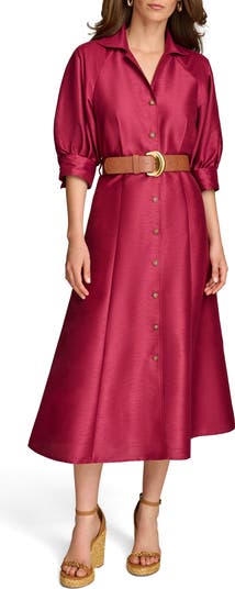 Donna Karan New York Belted Shantung Midi Shirtdress Nordstrom