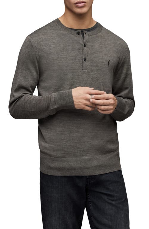 AllSaints Mode Merino Wool Henley Sweater in Monument Grey at Nordstrom, Size Xx-Large
