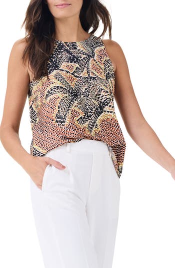 Nic + Zoe Dotty Palm Print Sleeveless Tank In Neutral Multi In Neutral Multi