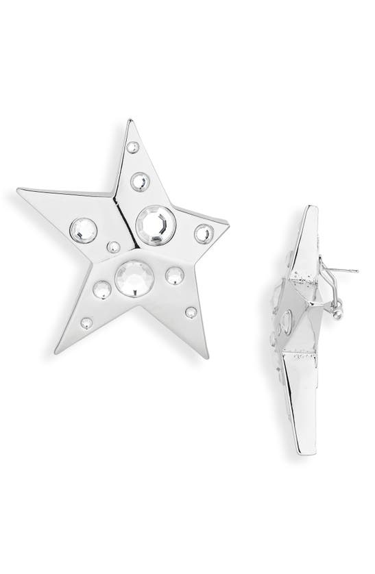 Area Crystal Asymmetric Star Stud Earrings In Metallic
