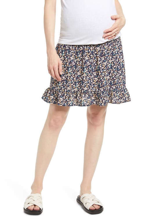 Floral Maternity Skirt in Navy Print