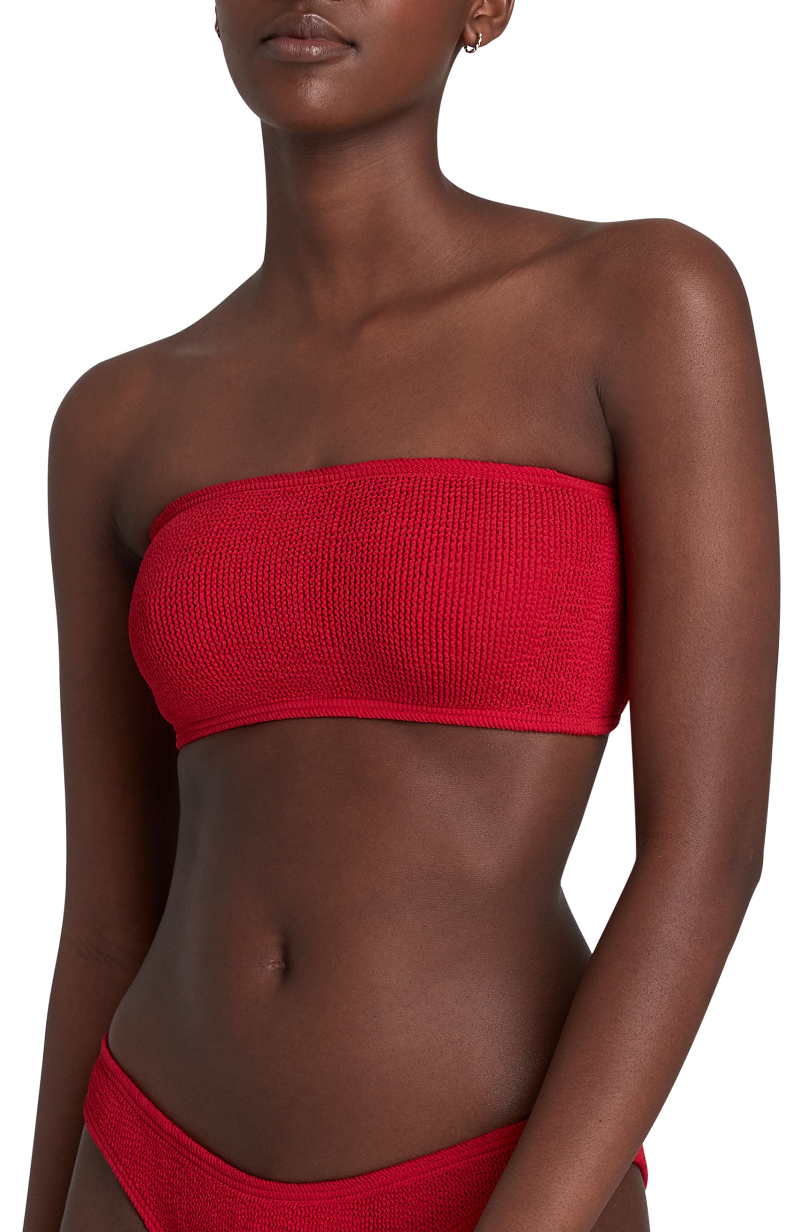 BOUND by Bond-Eye Sierra Ribbed Bandeau Bikini Top in Baywatch Red
