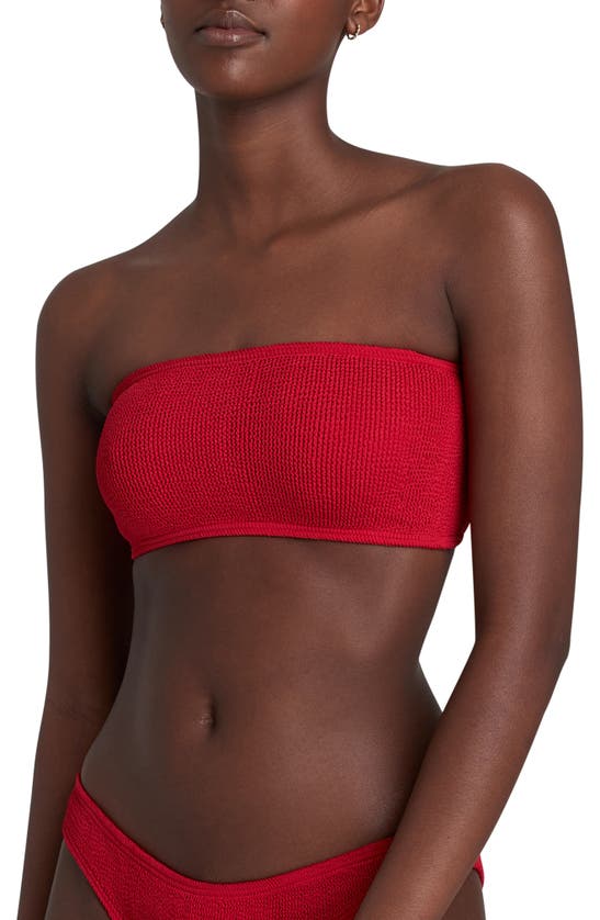 Bondeye Bound By Bond-eye Sierra Ribbed Bandeau Bikini Top In Baywatch Red