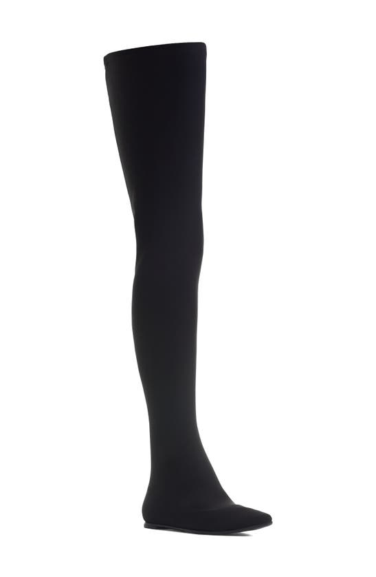 Dolce & Gabbana Lollo Pointed Toe Thigh High Boot In Black