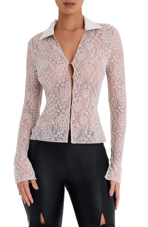 Mistress Rocks Stretch Lace Shirt in Cream at Nordstrom, Size X-Small