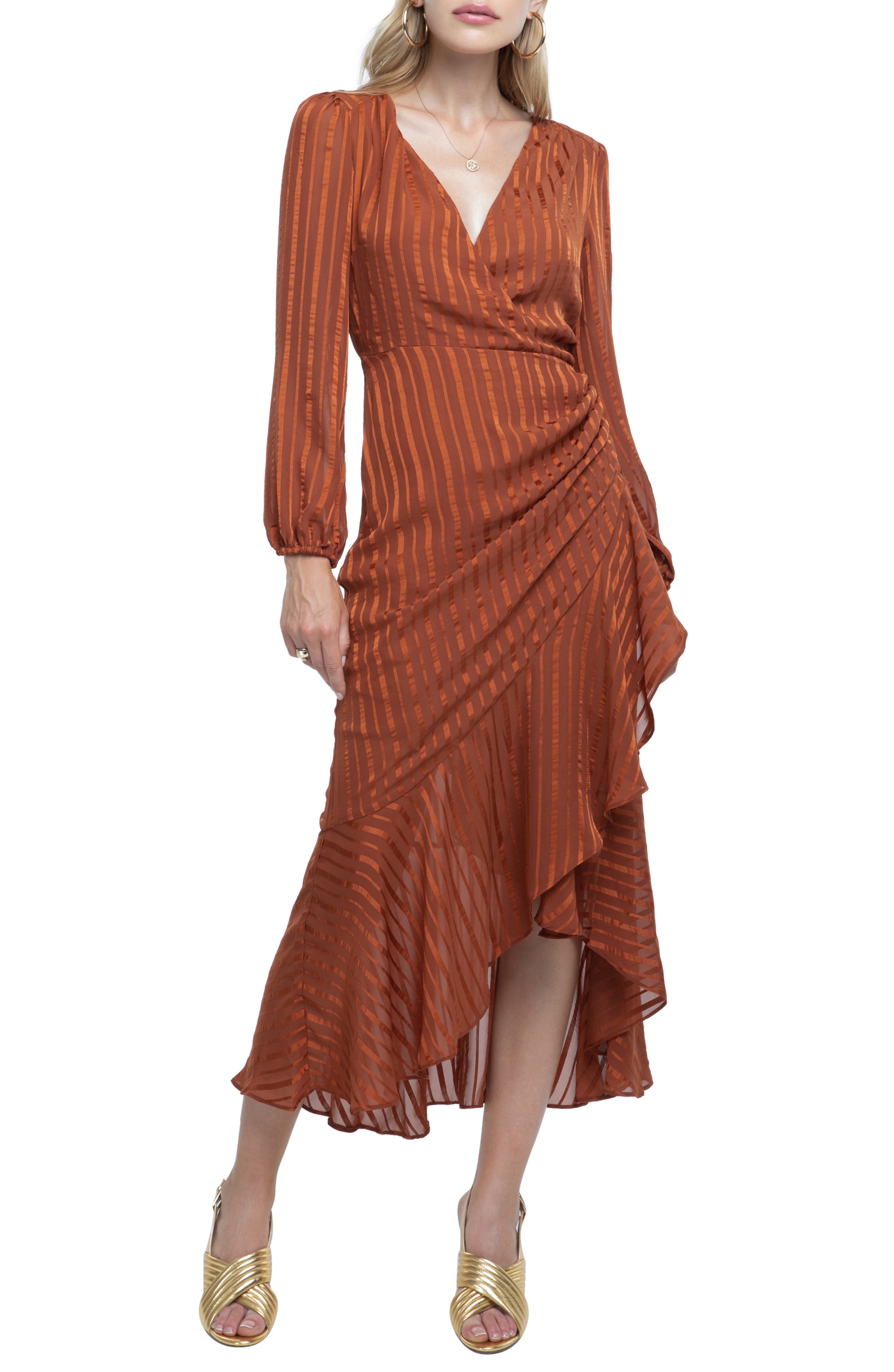 cinched ruffle dress