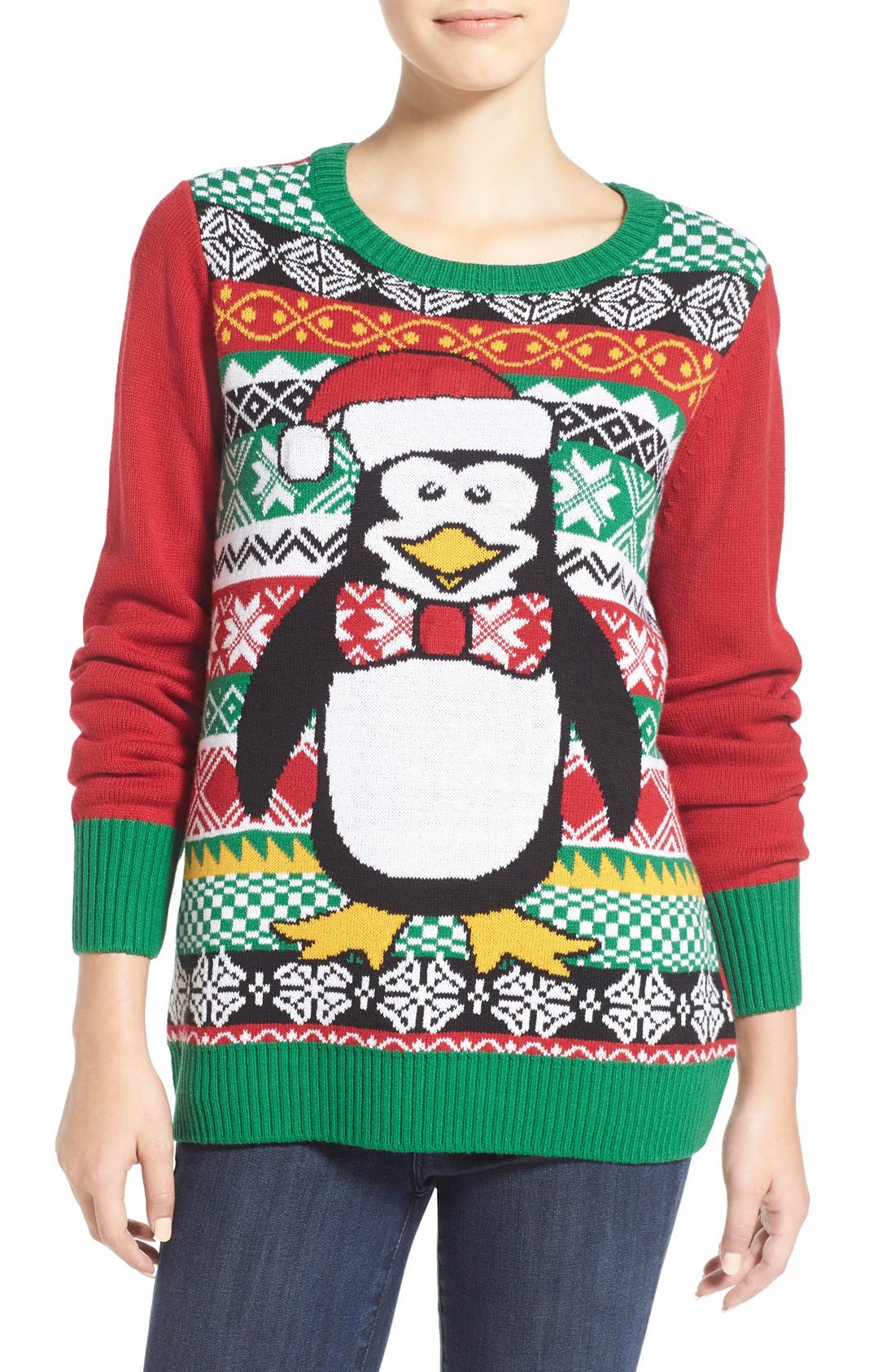 Ugly Christmas Sweater 'Penguin' LightUp Fair Isle Knit Sweater