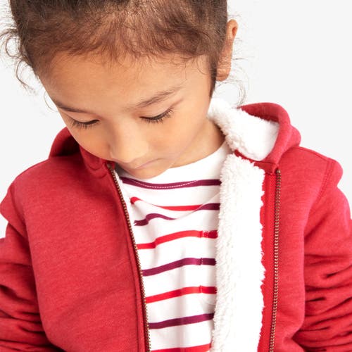 Shop Primary Teddy Fleece-lined Zip Hoodie In Heather Cherry