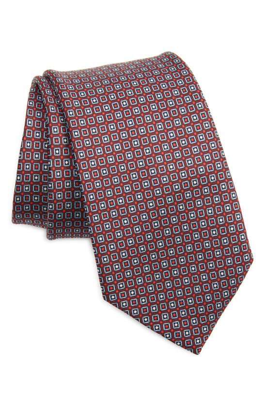 Shop Zegna Geometric Silk Tie In Md Red Fan