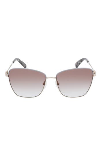 Shop Longchamp Amazone 59mm Rectangle Sunglasses In Gold/azure