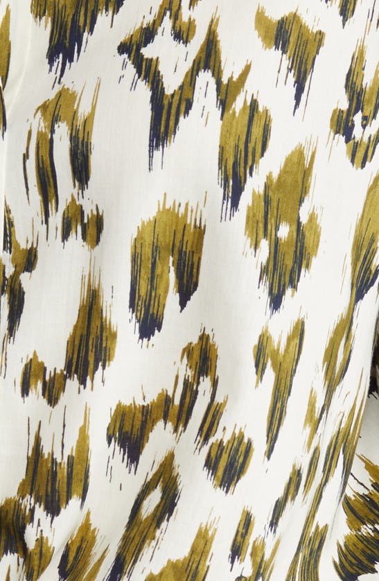 Scotch & Soda Oversized Printed Shirt In Brushed Ikat Army Green-6019