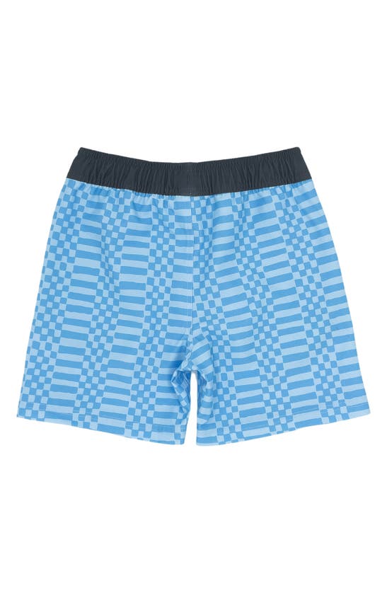 Shop Feather 4 Arrow Kids' Double Check Swim Trunks In Crystal Blue