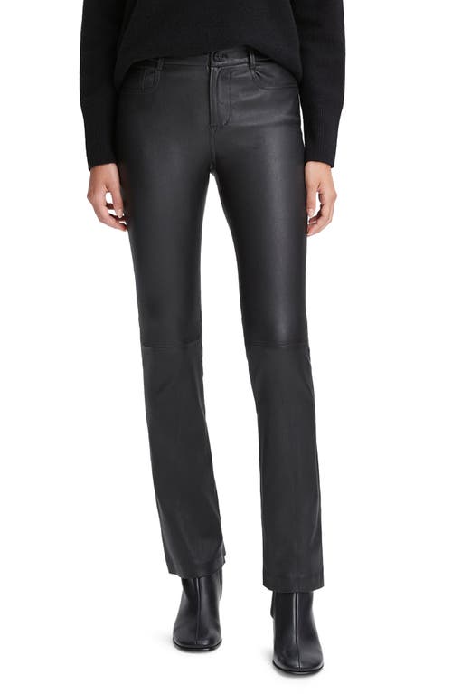 Stretch Bootcut Leather Pants in Black