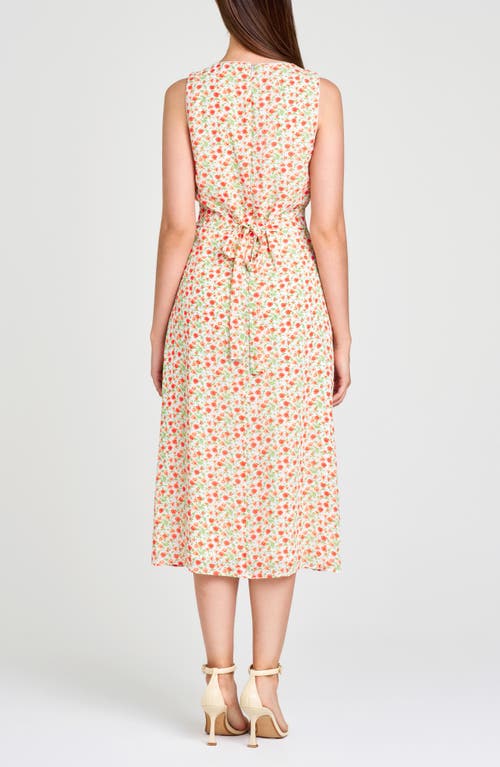 Shop Wayf Dahlia Floral Print Sleeveless Midi Dress In Orange Ditsy