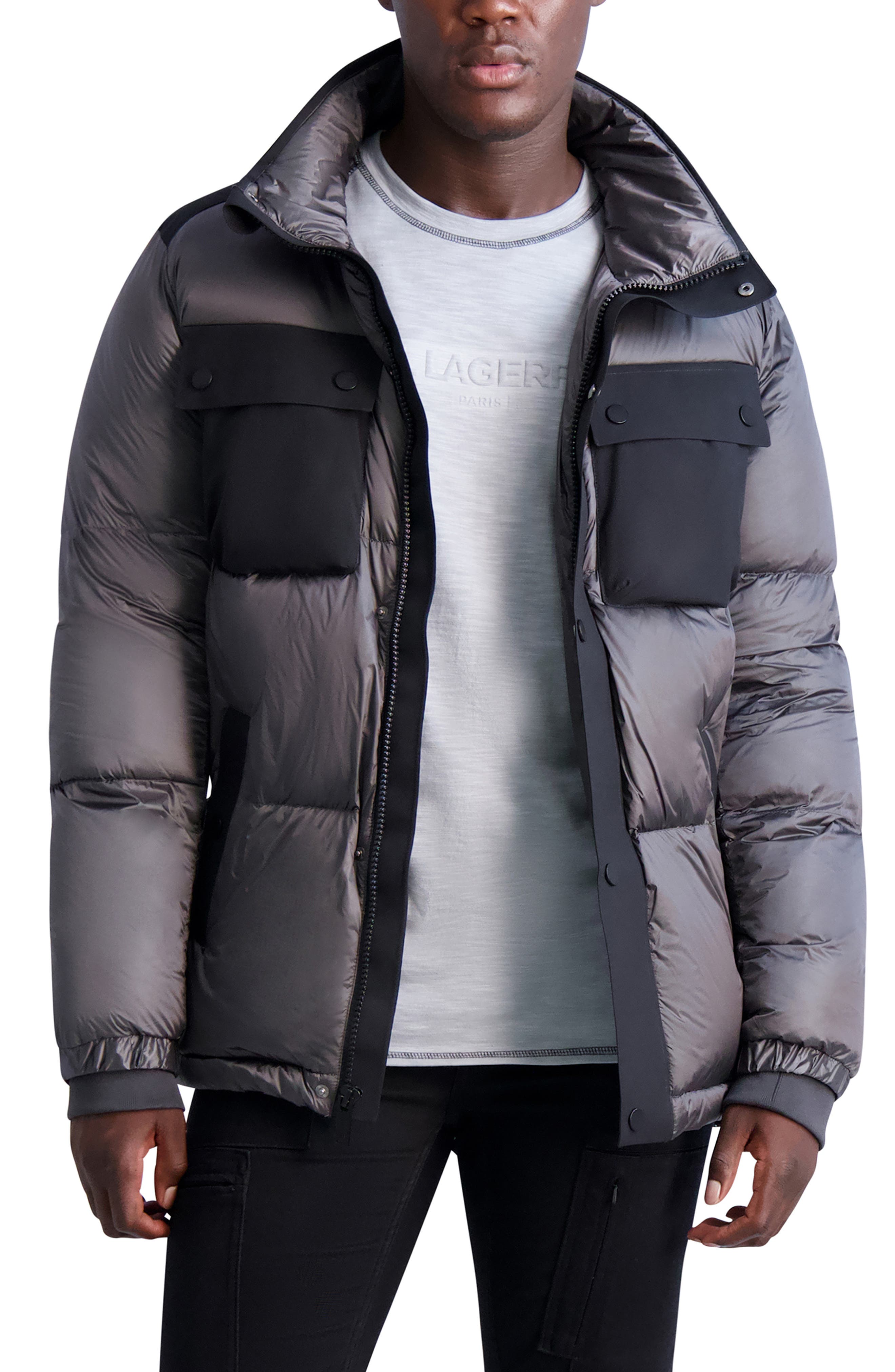 mens grey quilted coat