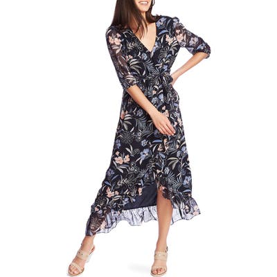 1.state Floral Print Wrap Maxi Dress, Blue