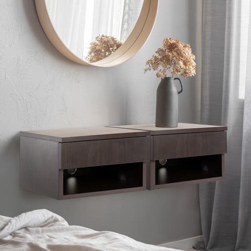 Jonathan Y Ettore Mid-century Modern Floating Wall Mounted Nightstand With Soft-close Drawer And Cab In Black