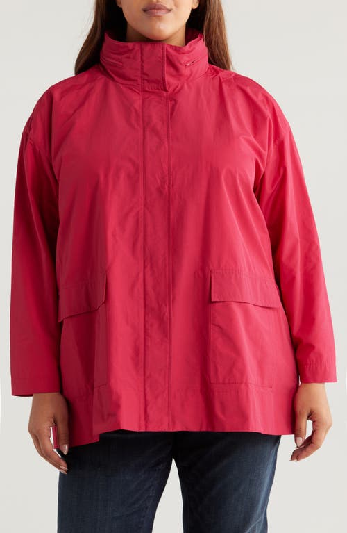 Shop Eileen Fisher Stand Collar Jacket In Azalea