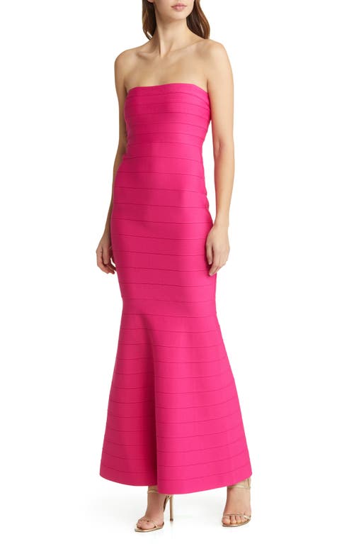 Strapless Bandage Gown in Fuchsia