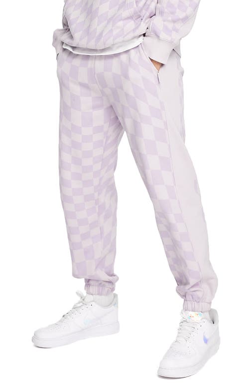 Topman Oversized Checkerboard Joggers in Lilac