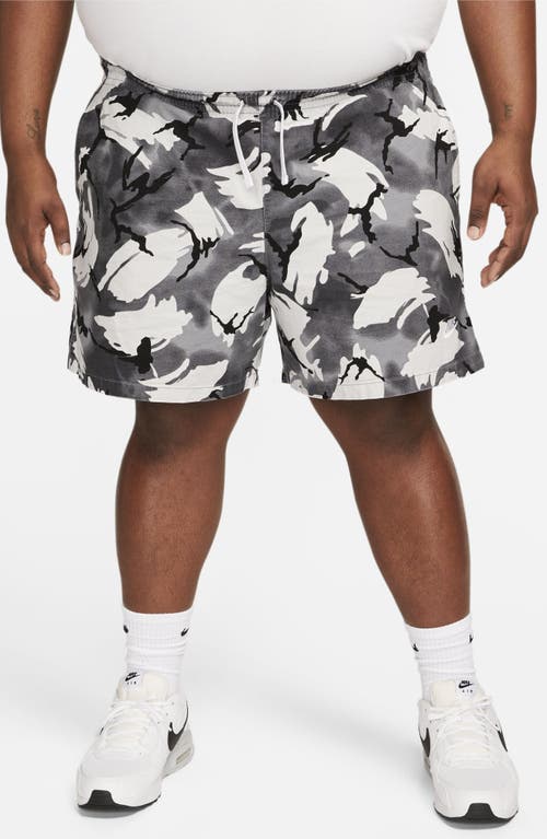 Shop Nike Camouflage Flow Shorts In Cool Grey/white