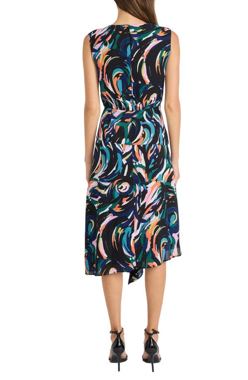 Shop Maggy London Abstract Print Asymmetric Dress In Black/green Acres