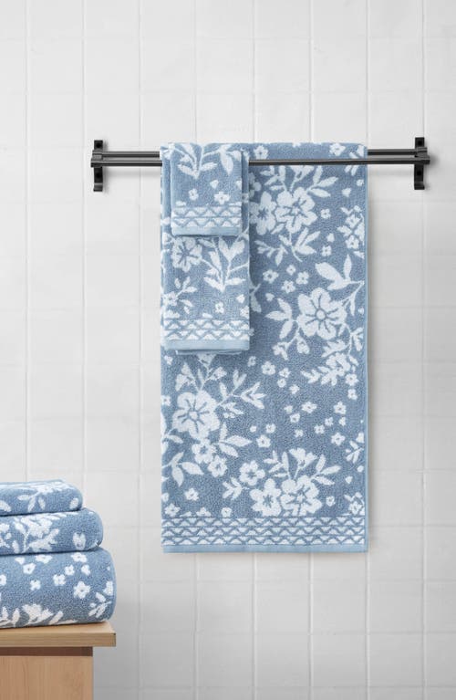 Lucky Brand Folk Floral 6-piece Assorted Towels In Dusty Blue