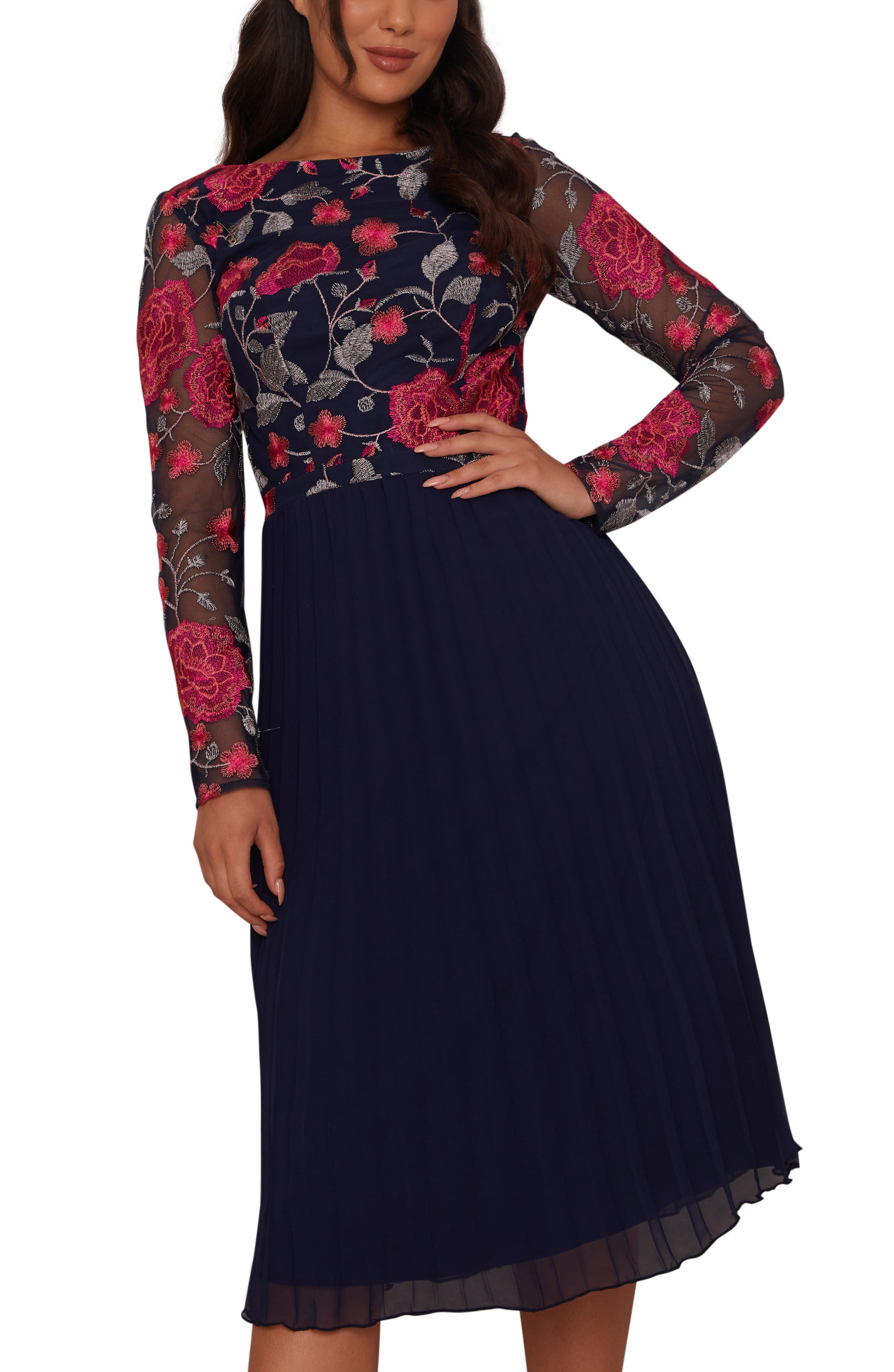 chi chi london floral embroidered midi dress