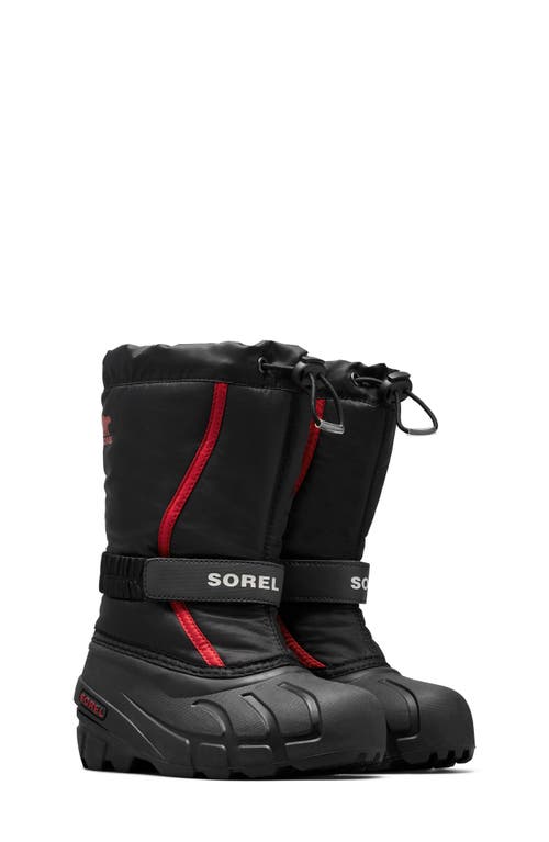 Shop Sorel Kids' Flurry Waterproof Snow Boot In Black/bright Red