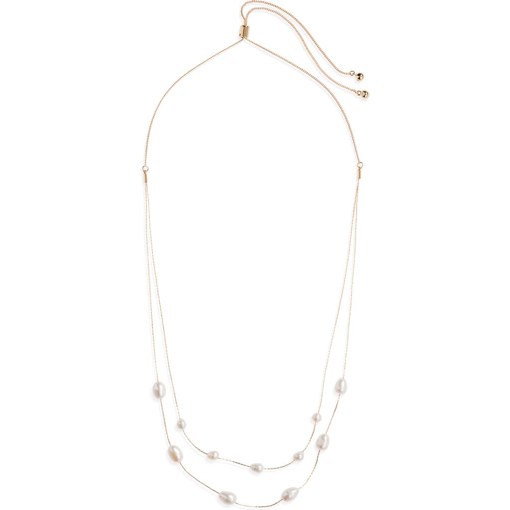 Nordstrom Genuine Freshwater Pearl Adjustable Layered Necklace In Grey