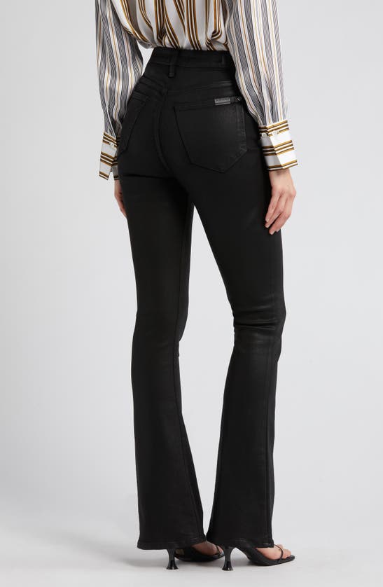 Shop 7 For All Mankind Tailorless Coated Ultra High Waist Skinny Bootcut Jeans In Coated Black