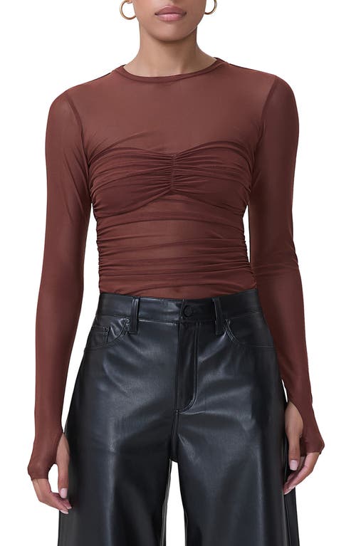 Shop Afrm Sandrine Long Sleeve Mesh Top In Cocoa