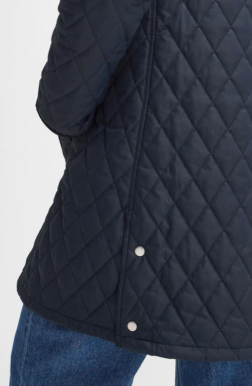 Shop Barbour Tulip Corduroy Trim Quilted Coat In Dark Navy