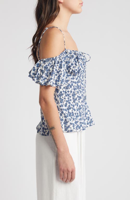 Shop Faithfull The Brand Menton Off The Shoulder Top In Leilani Print/mid Blue