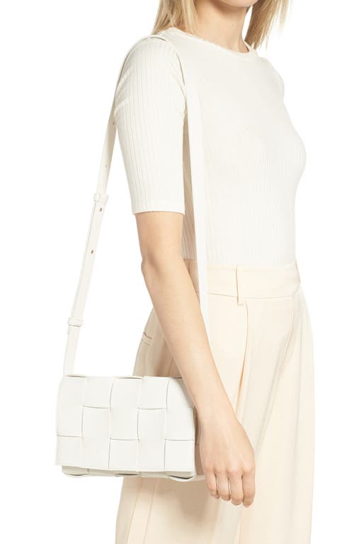 Shop Bottega Veneta Intrecciato Leather Crossbody Bag In White/silver