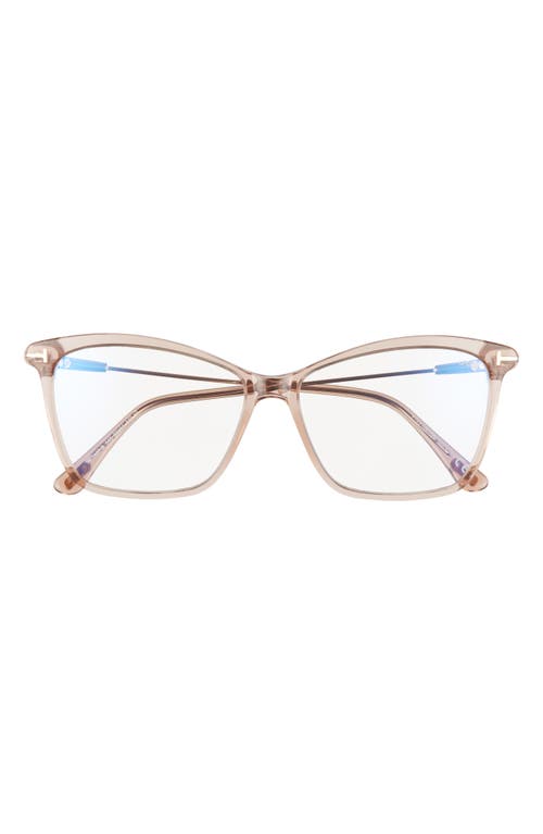 TOM FORD 56mm Cat Eye Blue Light Blocking Glasses in Rose Champagne/Rose Gold at Nordstrom