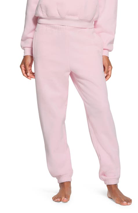 Loungewear Petite Low Rise Straight Leg Fleece Joggers in Baby Pink