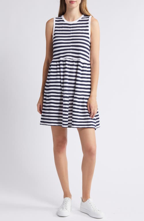 Caslonr Caslon(r) Sleeveless Tiered Jersey Dress In Navy- White Charm Stripe