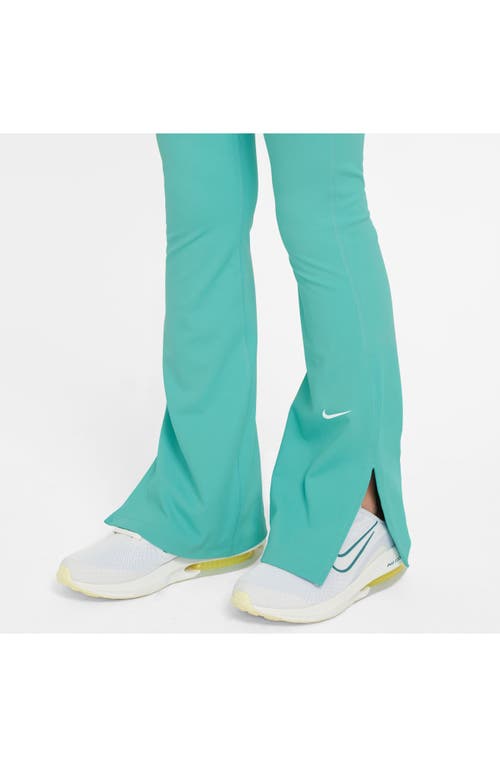 Shop Nike Kids'  One Dri-fit Flare Leggings In Green Frost/white