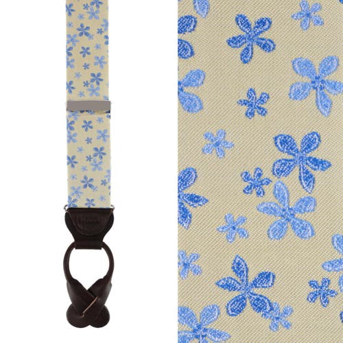 Trafalgar Weldon Floral Silk Button End Suspenders In Yellow And Light Blue