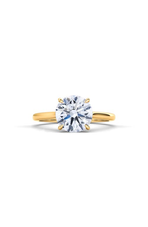 Shop Hautecarat Round Brilliant Cut Lab Created Diamond Ring In 2.00 Ctw 18k Yellow Gold