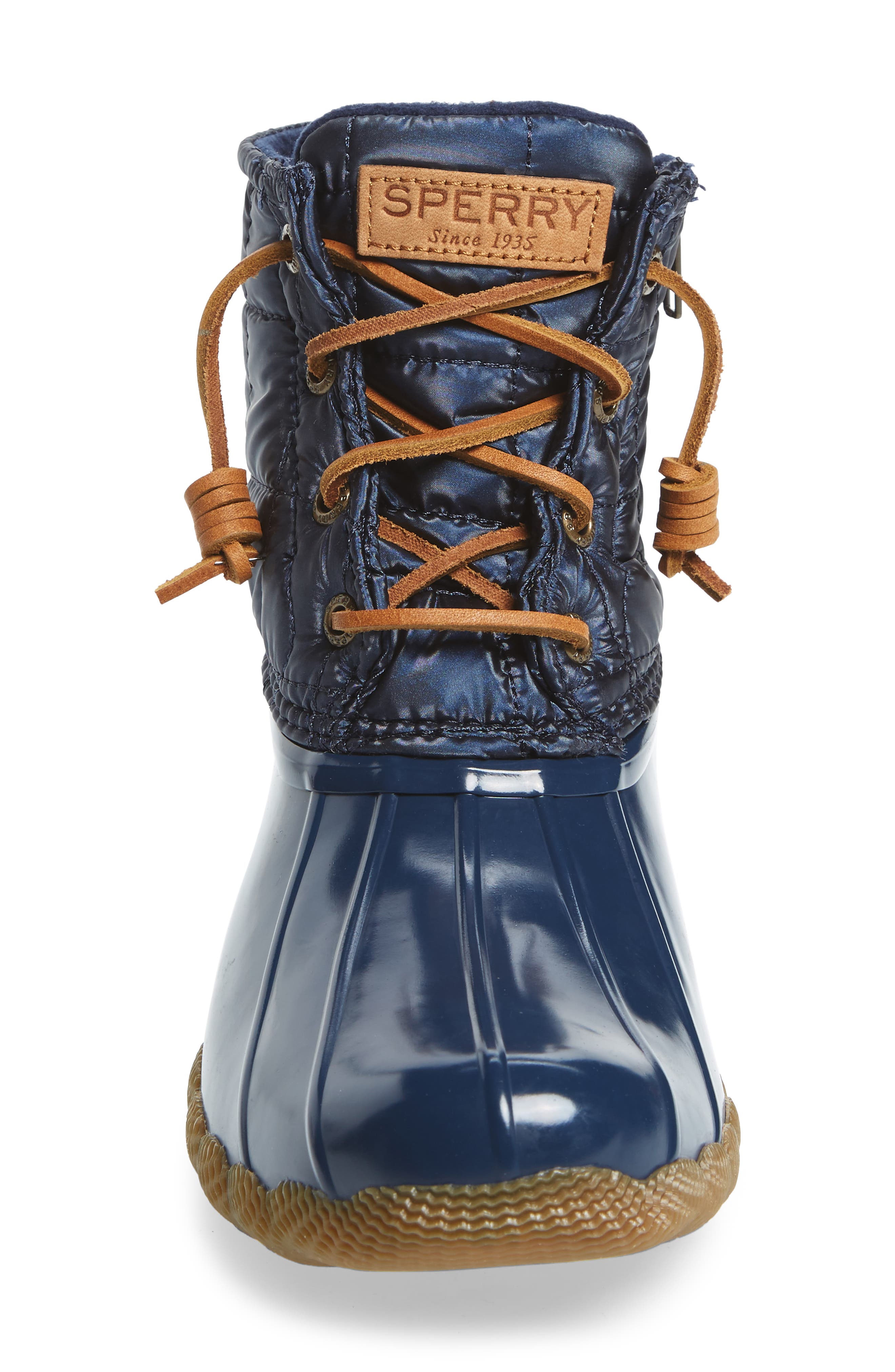 sperry saltwater shiny quilted waterproof boot