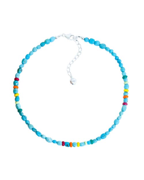 Fry Powers Turquoise Nuggets Sunrise Collar Necklace In 92.5 Sterling Silver