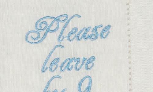 Tiramisu Set Of 4 Embroidered Coasters In White/blue Text