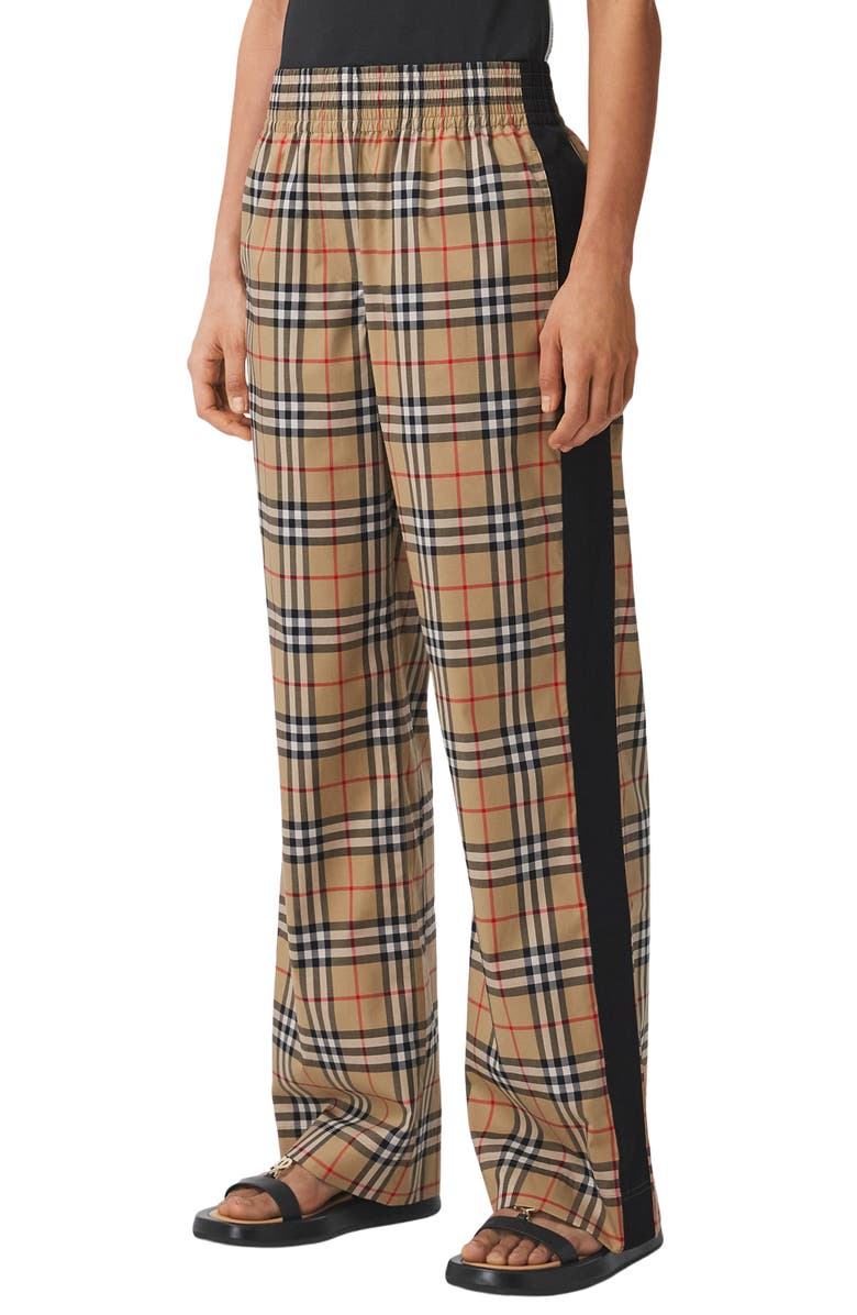 Burberry Louane Check Side Stripe Stretch Cotton Pants | Nordstrom