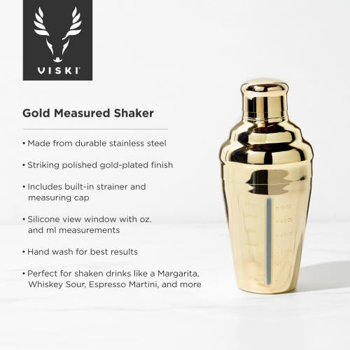 Viski Belmont Measured Cocktail Shaker In Gold