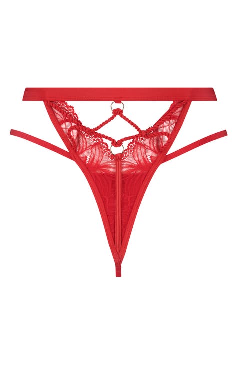 Buy Hunkemoller Monroe Lace G-String Thong, Plum Red Color Women