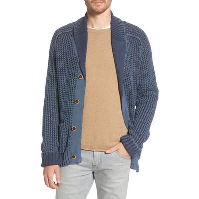 Life/after/denim Waffle Shawl Collar Cardigan, Blue
