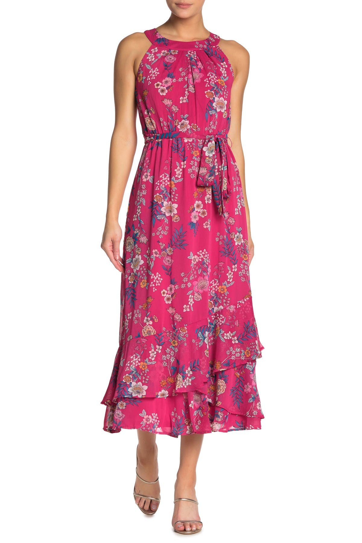 Calvin Klein | Floral Waist Tie Maxi Dress | Nordstrom Rack