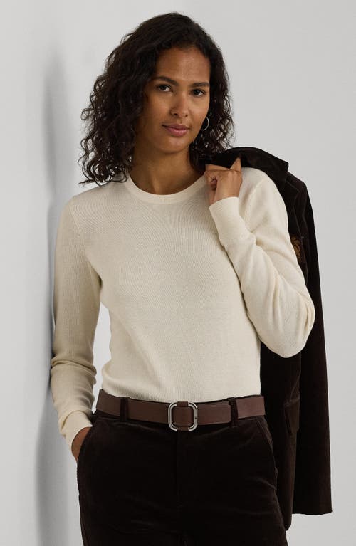 Shop Ralph Lauren Lauren Cotton Blend Sweater In Mascarpone Cream